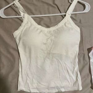 Women's Cream Ribbed Tank Top